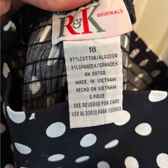 Black and White Polka Dot Dress with Pink Accent - Picture 5 of 6